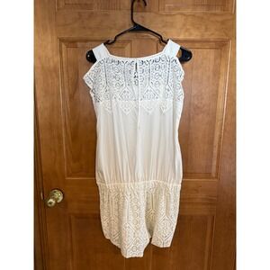Ramy Brook Ivory Lace Romper Sleeveless Crochet Blouson Jumpsuit White Cream S